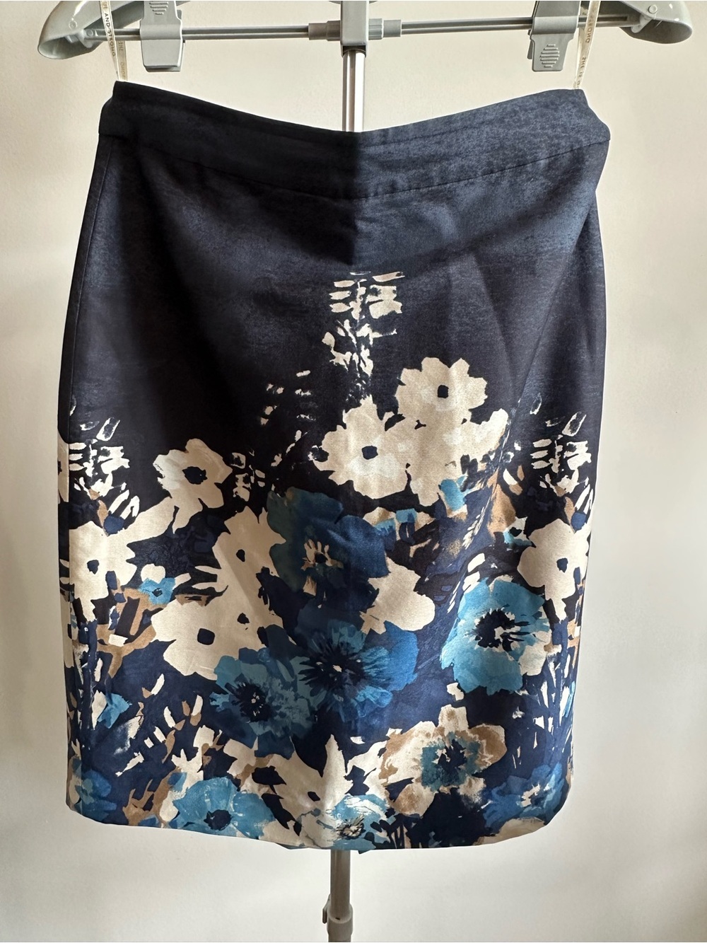 kate spade Navy Floral Pencil Skirt with Ivory & Blue Blooms